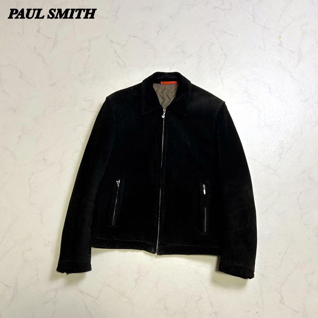 ポールスミス レザージャケット スエード ミニマル 本革 中綿 黒 M