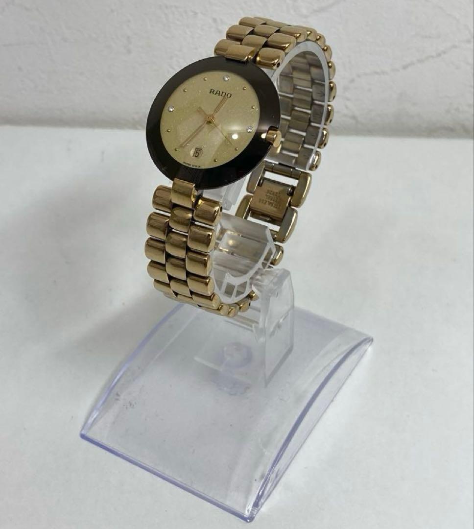 RADO ラドー　ブラック　ゴールド クォーツデイト　腕時計　稼働品