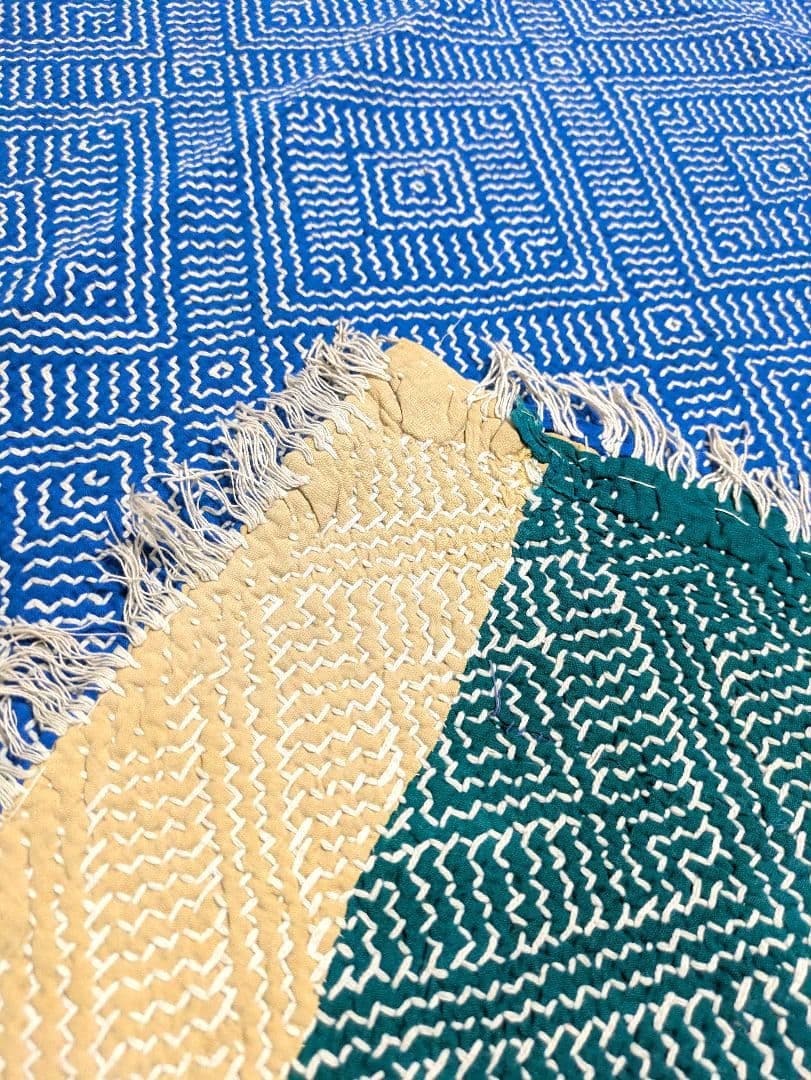 #187 ヴィンテージ ラリーキルト / カンタキルト カバー 厚手 希少 青