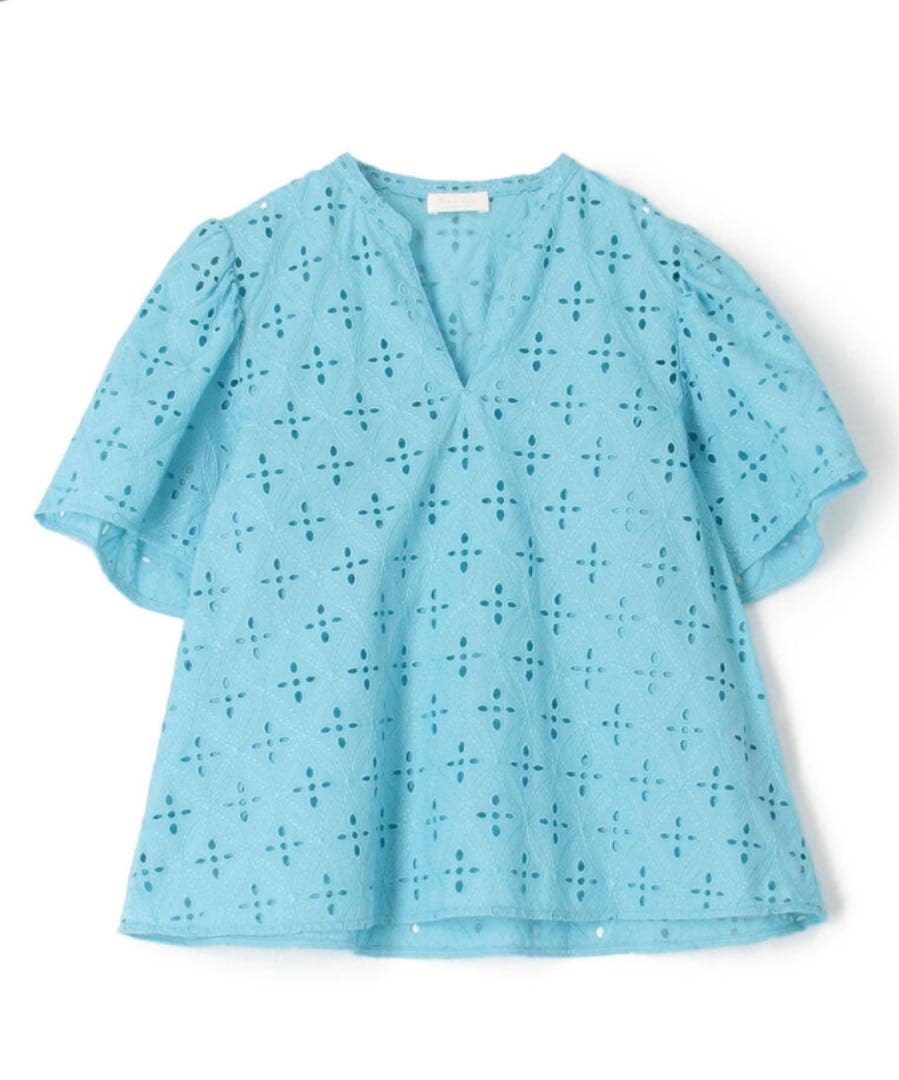 Ballsey ロロンフラワーエンブロイダリー ギャザースリーブブラウス