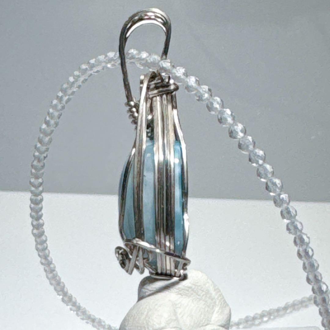 ワイヤーラリマーペンダントホワイトトパーズネックレスNO25-1819