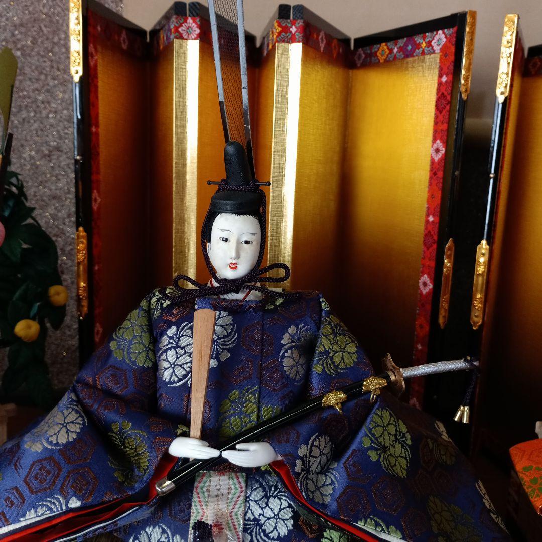 雛人形　京都島津　お雛様　親王飾り　 ぼんぼり付き　造花付き　台座付き