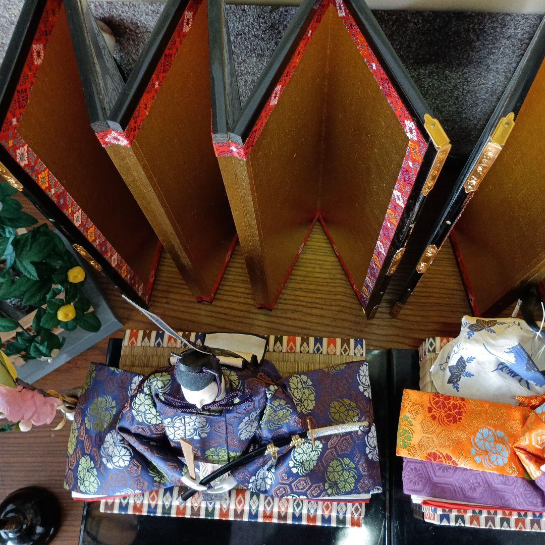 雛人形　京都島津　お雛様　親王飾り　 ぼんぼり付き　造花付き　台座付き