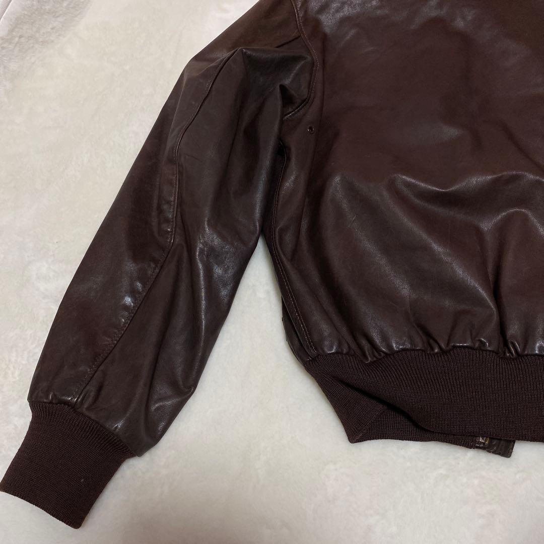 USA製　80s リアルレザー ヴィンテージ A-2 レザージャケット 茶 42