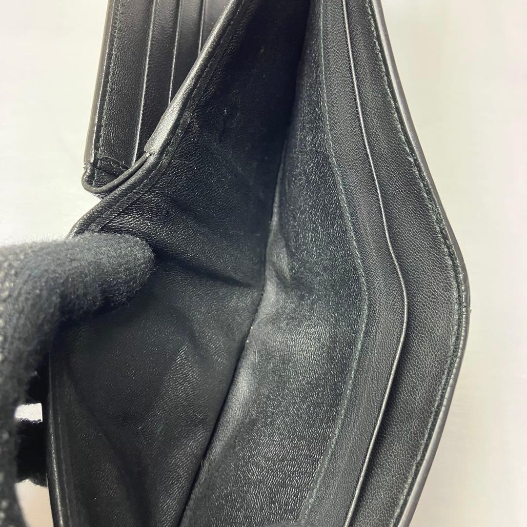 ボッテガヴェネタ✨イントレチャート 本革 レザー 2層 ブラック 二つ折り財布