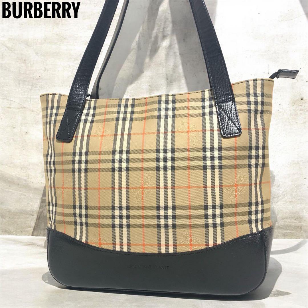 BURBERRY バーバリー トートバッグ ノバチェック シャドーホース レザー