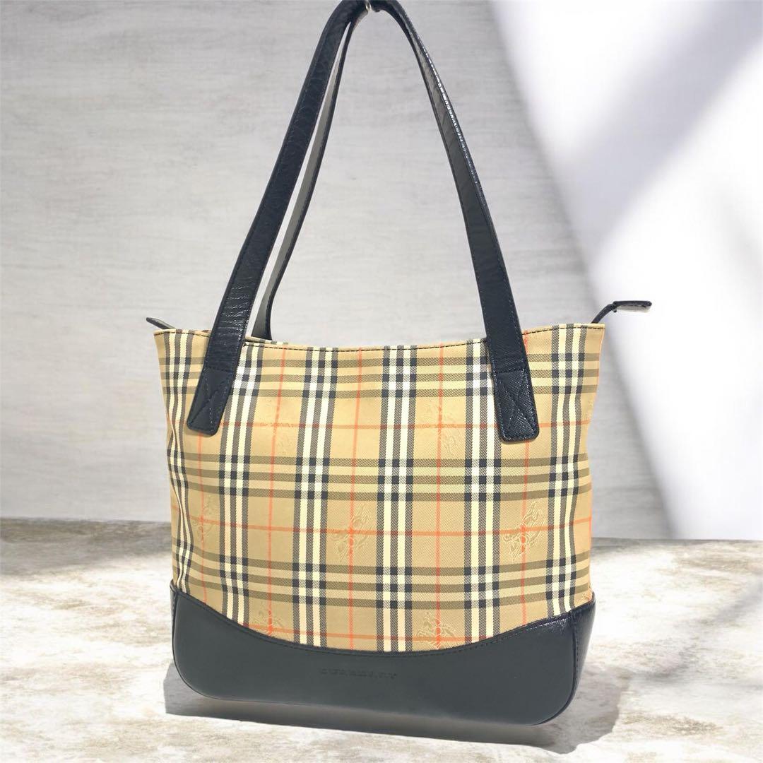 BURBERRY バーバリー トートバッグ ノバチェック シャドーホース レザー