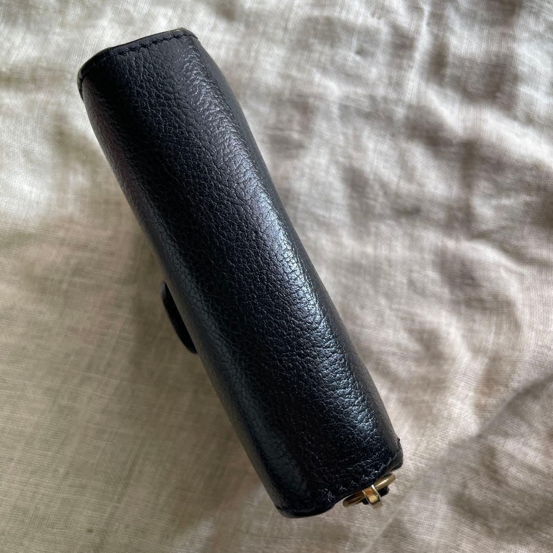 イルビゾンテ　レザー二つ折り財布　シボ　ブラック　黒　ユーズド