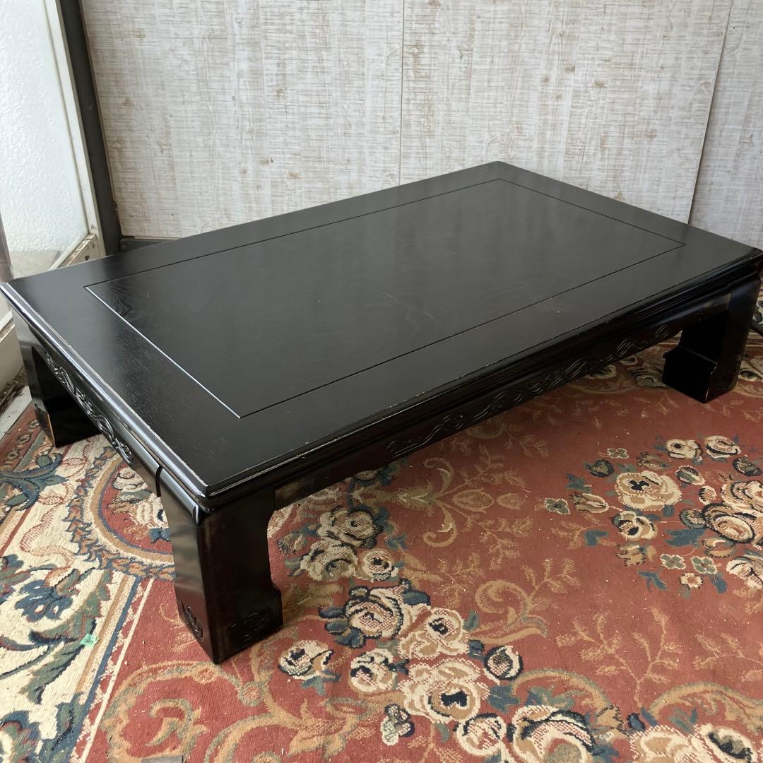 昭和レトロ ナショナル 一枚板風大型こたつ 木製コタツテーブル 大型座卓 黒