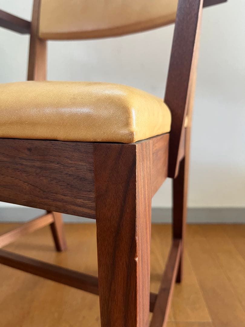 北の住まい設計社　アームチェア　① 北海道家具　本革ウォールナット　希少　モダン