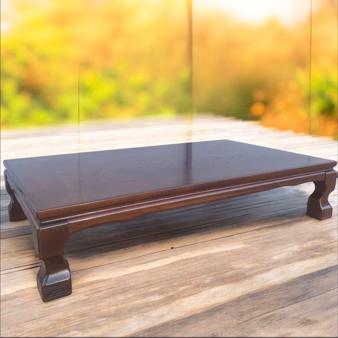 唐木家具 彫刻 花梨家具 木製座卓 ダークブラウン 和室 アンティーク①