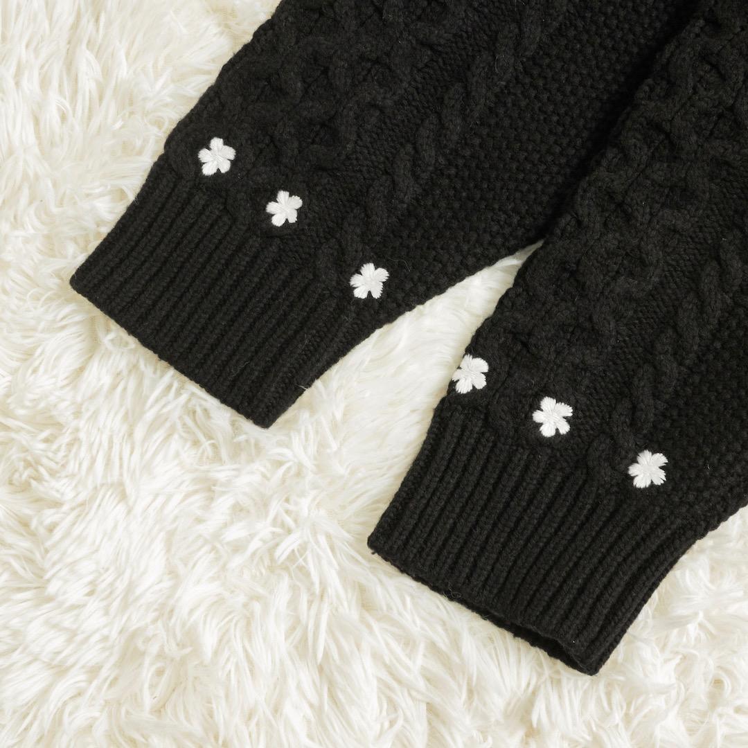 Gypsohila ジプソフィア Floral Cable Knit ブラック