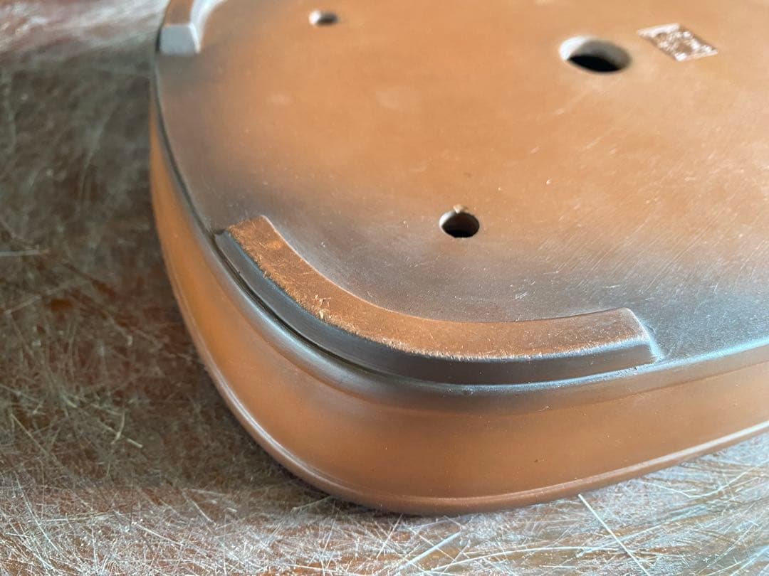 白木盆栽園　峰輝堂　盆栽鉢　横24.3センチ　鉢和鉢盆栽趣味陶器盆器植木鉢