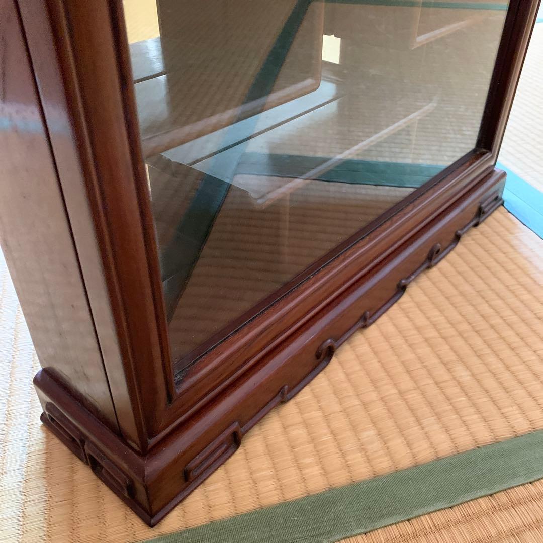 中古　中国 唐木 飾り棚 アンティーク ビンテージ ミラー 鏡 壁掛け