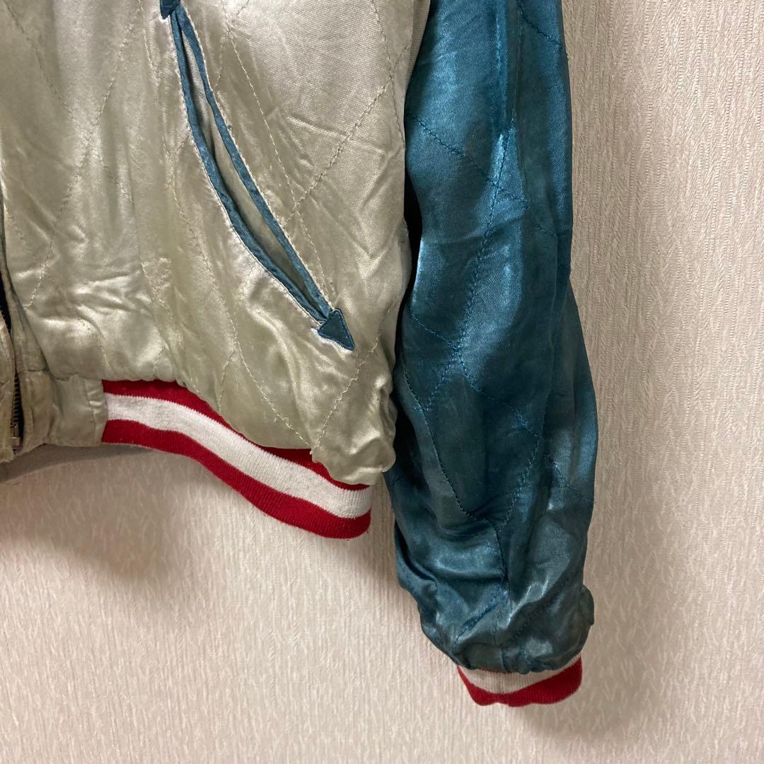 【希少】BGCO スカジャン 別珍 ベロア リバーシブル ハワイ ネイビー L