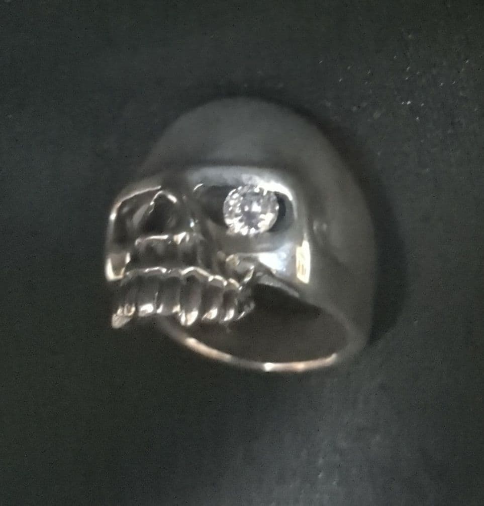 スカル ドクロ 骸骨 シルバーリング 16号 ストーンアイ キースリングタイプ