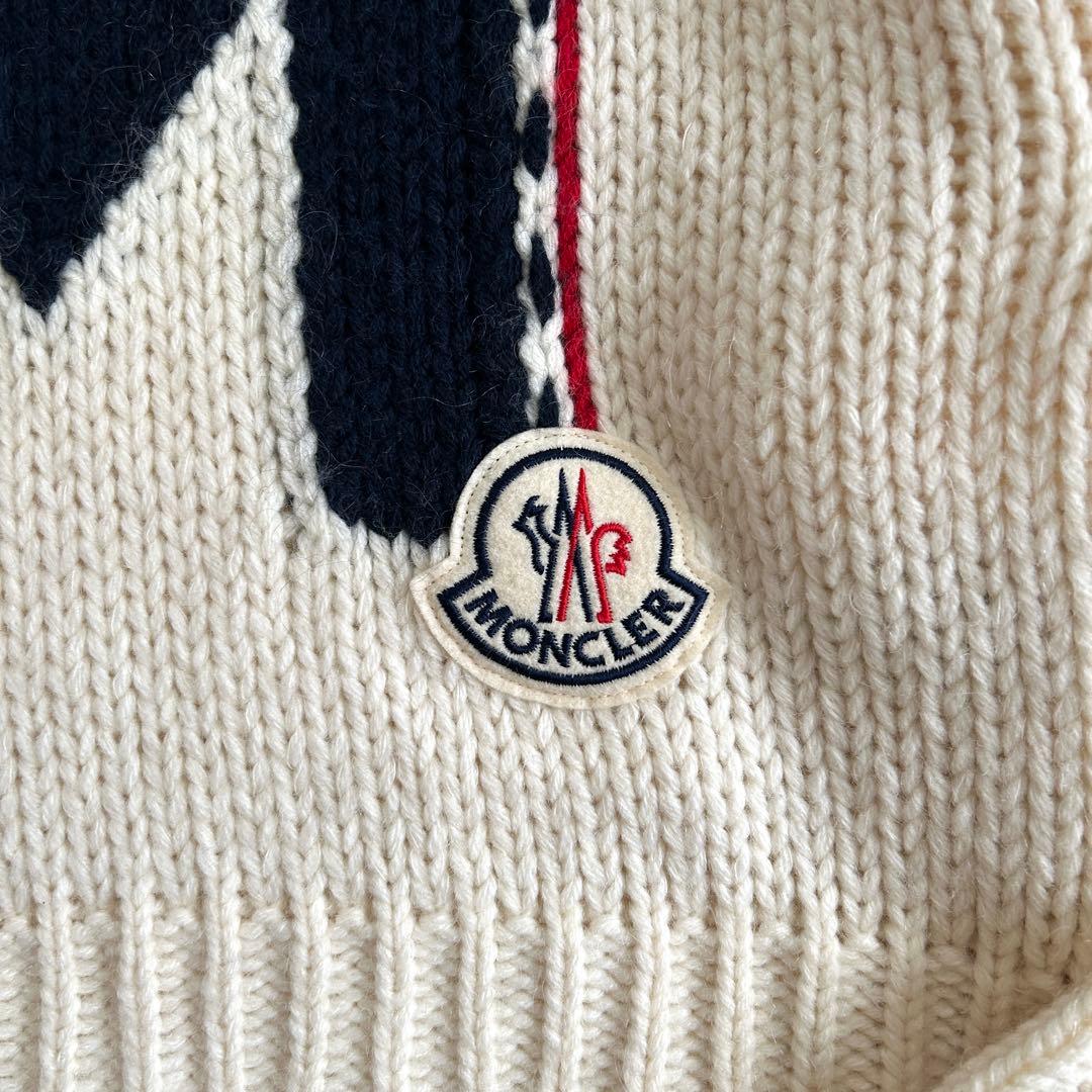 美品 モンクレール 高級アルパカ混 ビッグ「M」ロゴ タートルネック ニット