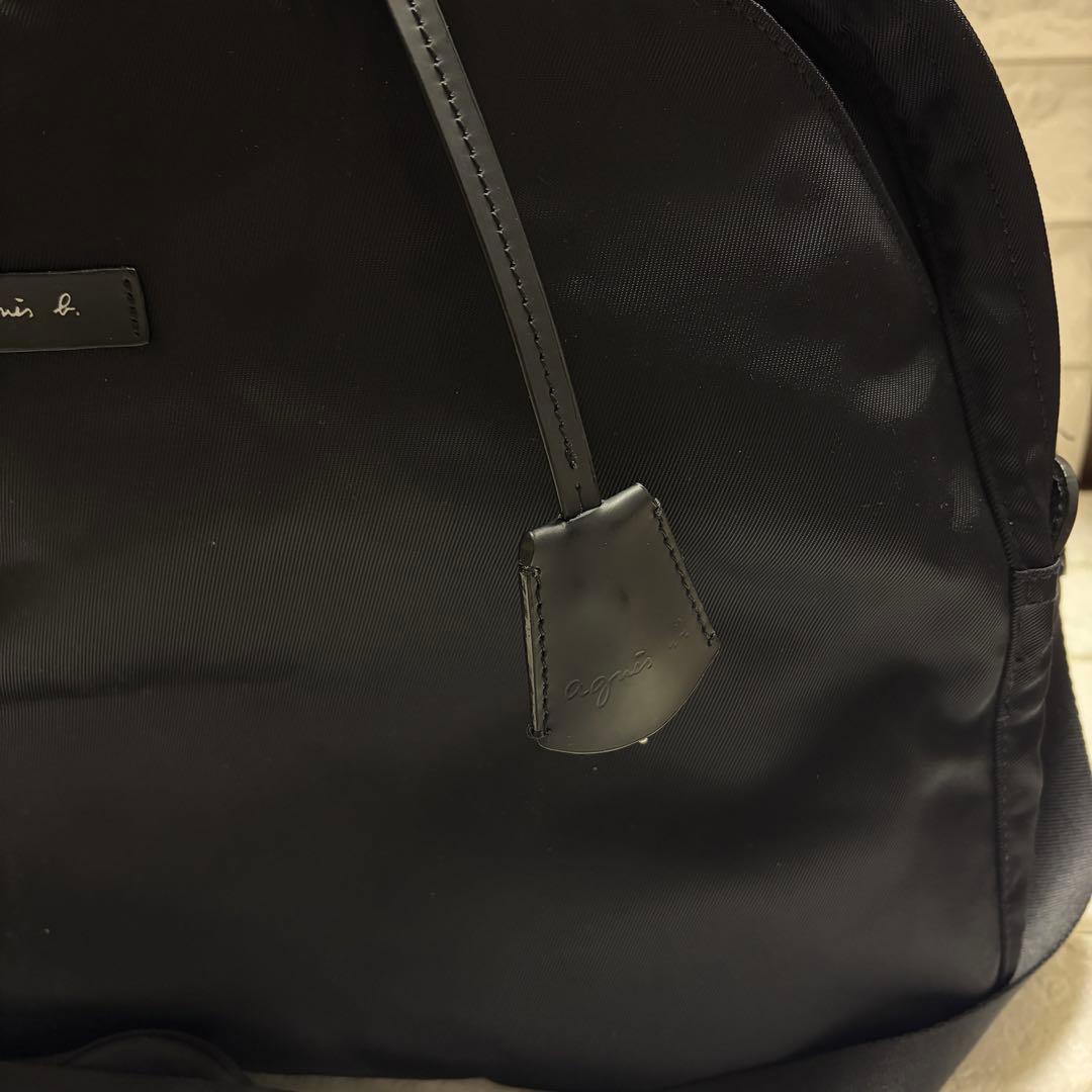 極美品　アニエスベー ボストンバッグ 2way ナイロン ブラック 黒