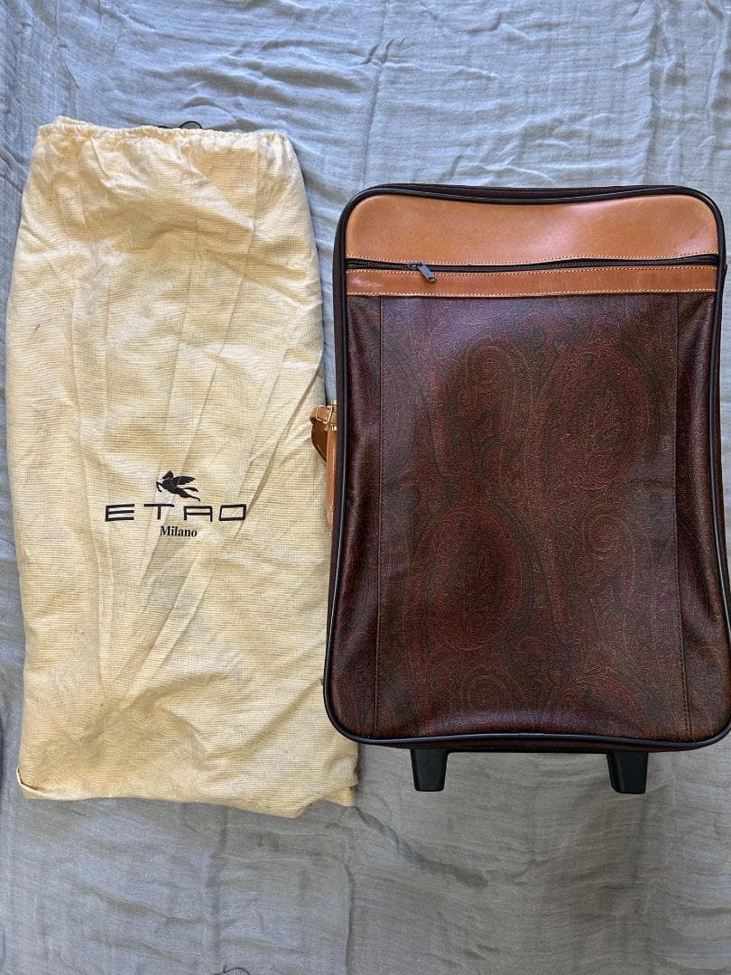 ETRO ブラウンレザーキャリーケース