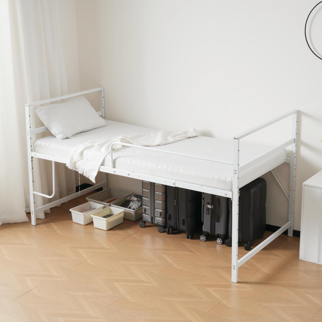 限定価格！【高さ110cm】ロフトベッド パイプベッド シングル WHITE