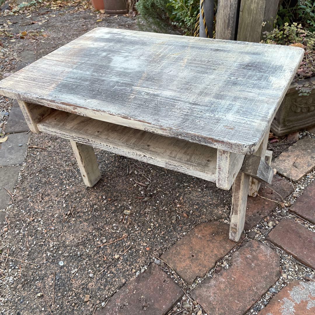 古道具　机　フレンチカントリー風　リメイク　木製　文机