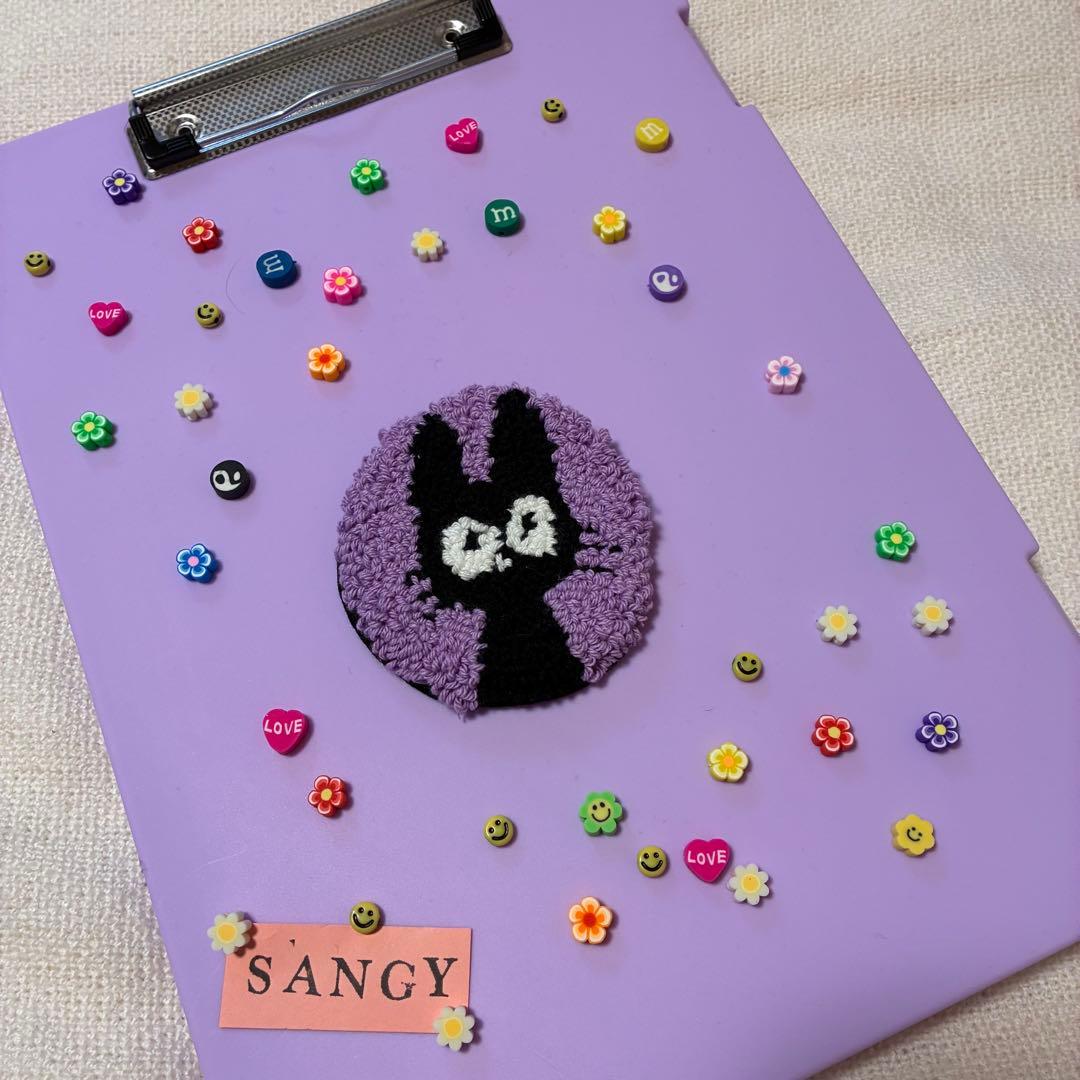 【ハンドメイド】黒猫　パンチニードル　ミニラグ　ワッペン　アクセサリートレイ