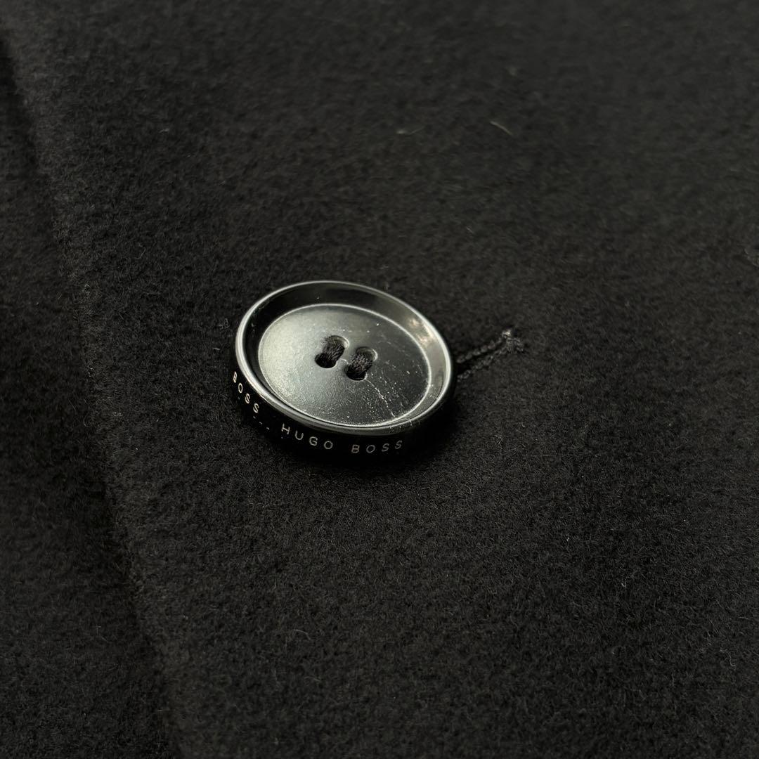 極美品 ヒューゴボス チェスターコート ロング丈 ブラック 52 3L