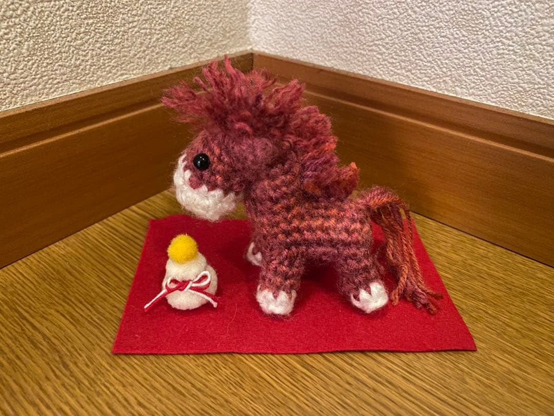 干支馬　あみぐるみ　午　馬（赤）