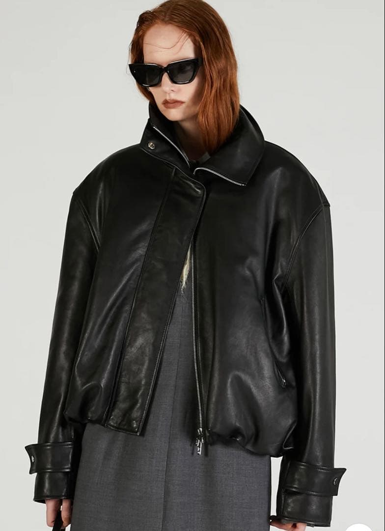 ジャケット・アウター SHEEP Leather High Neck Blouson