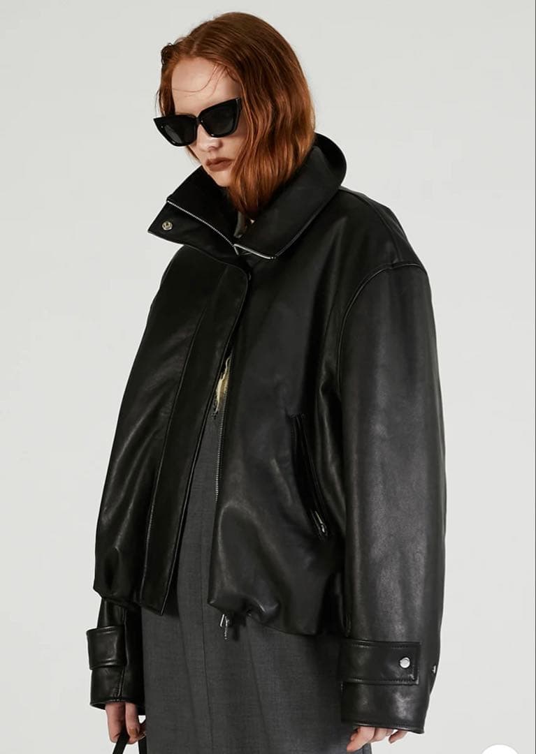 ジャケット・アウター SHEEP Leather High Neck Blouson