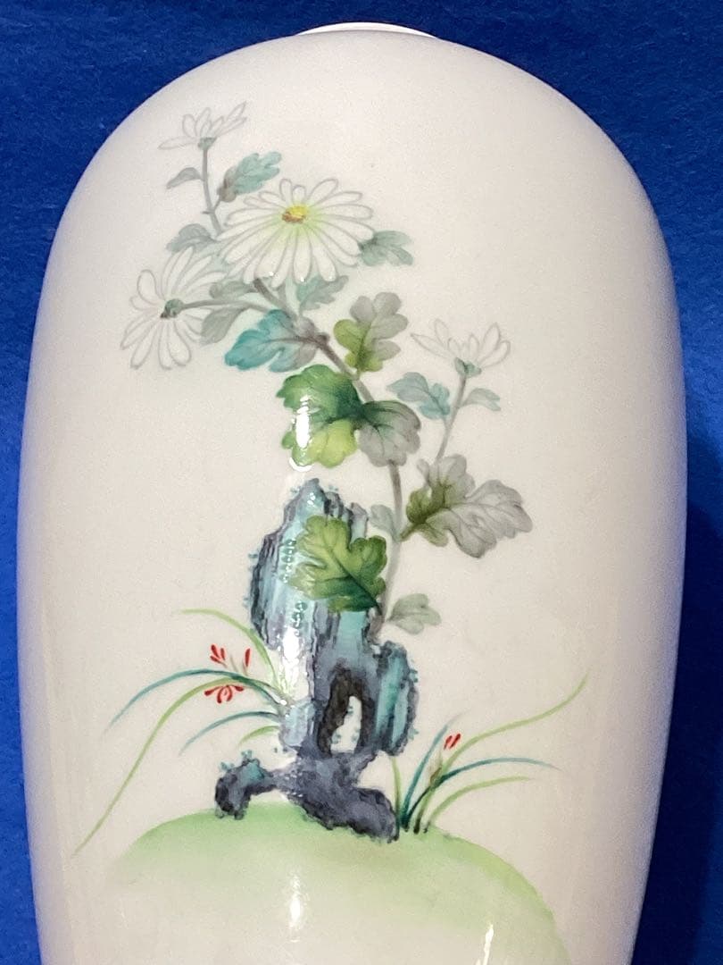 戦前製　オールドノリタケ　シカ印　白菊花柄花瓶　ボーンチャイナ　日本陶器会社