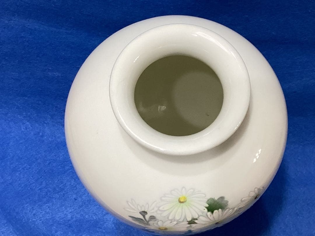 戦前製　オールドノリタケ　シカ印　白菊花柄花瓶　ボーンチャイナ　日本陶器会社