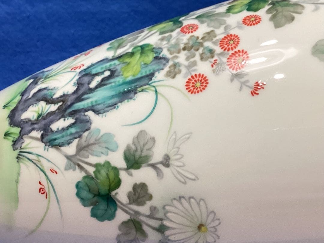 戦前製　オールドノリタケ　シカ印　白菊花柄花瓶　ボーンチャイナ　日本陶器会社