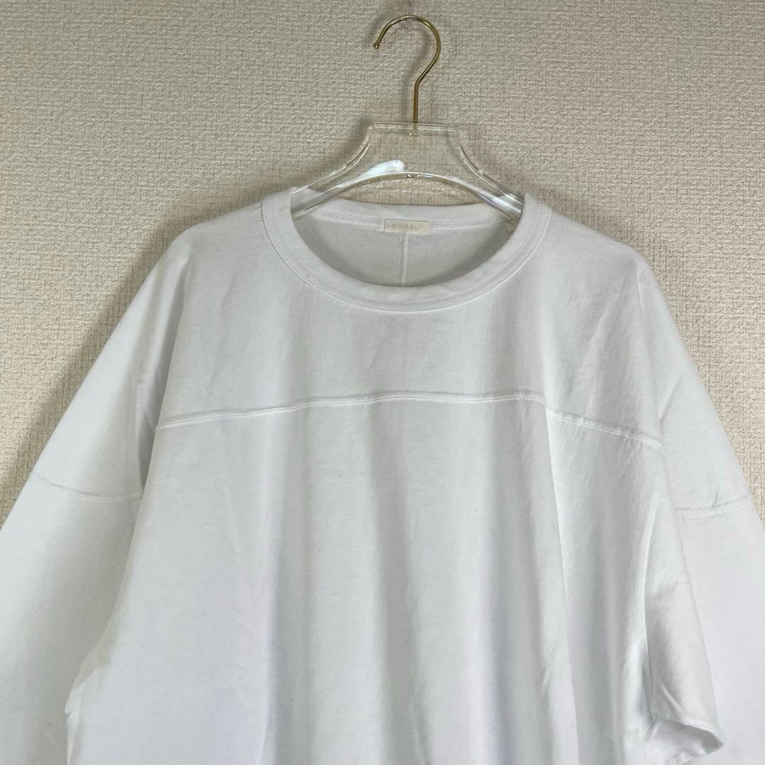美品　COMOLI フットボールTシャツ　　ホワイト　2 日本製