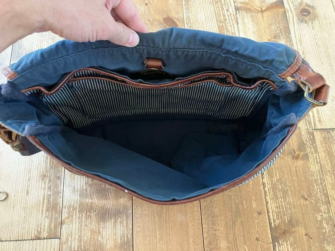 RALPH LAUREN RUGBY メッセンジャーバッグ デニム レザー