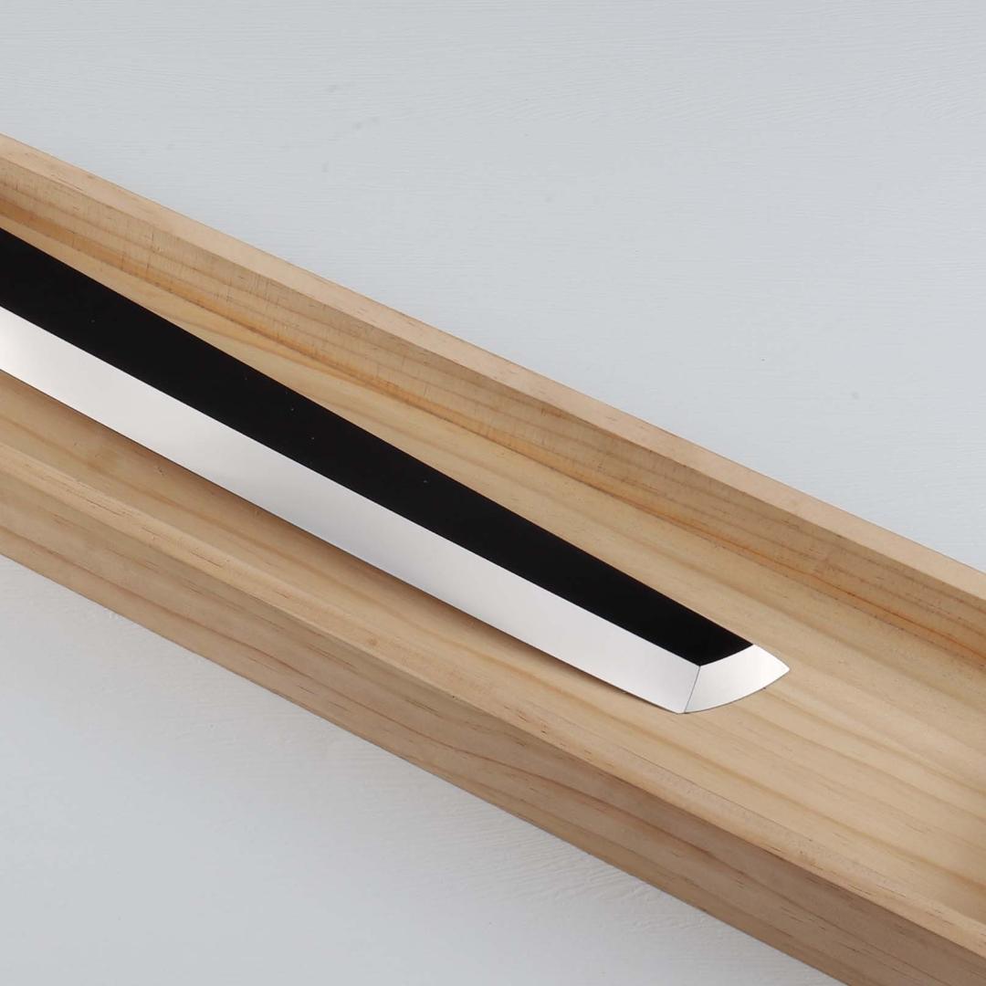 7794ウルトラ鏡面仕上げ 尺 鱧切り 骨切り 刺身包丁 黒檀黒水牛角八角柄