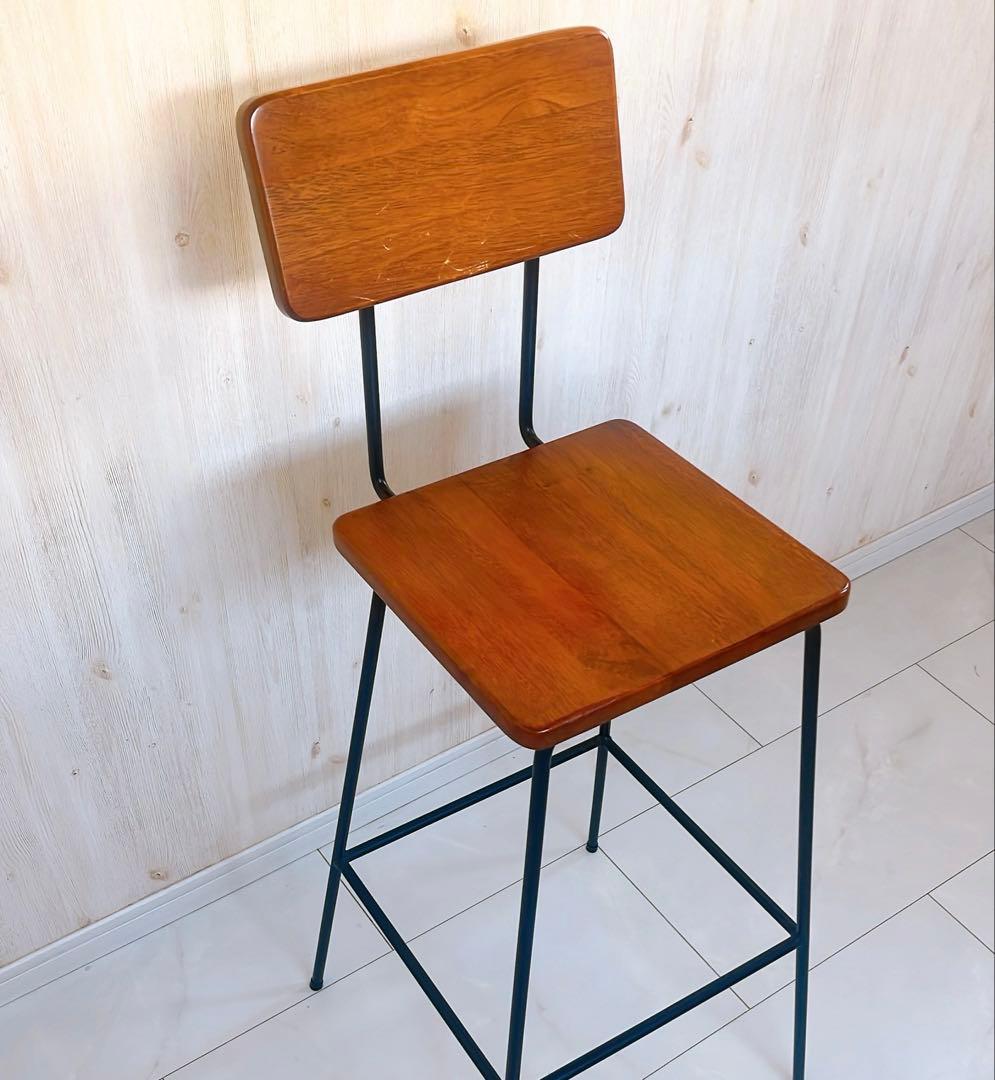 【綺麗】日本製 アイアン hinata TEKKI CRAFT 欅　ハイチェア