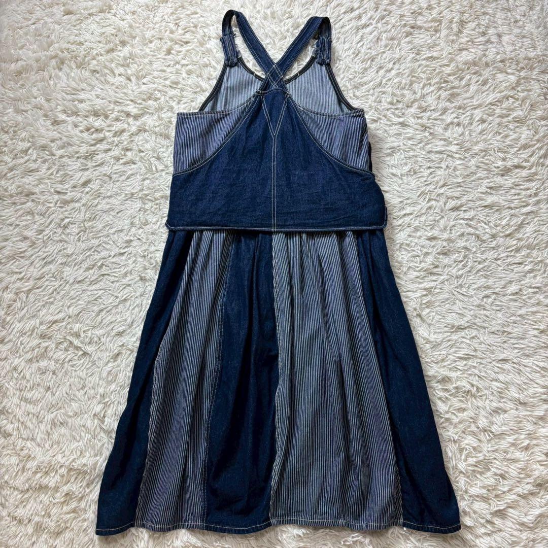 美品　ミリロピュール　ジャンパースカート デニム　レイヤード　切り替え