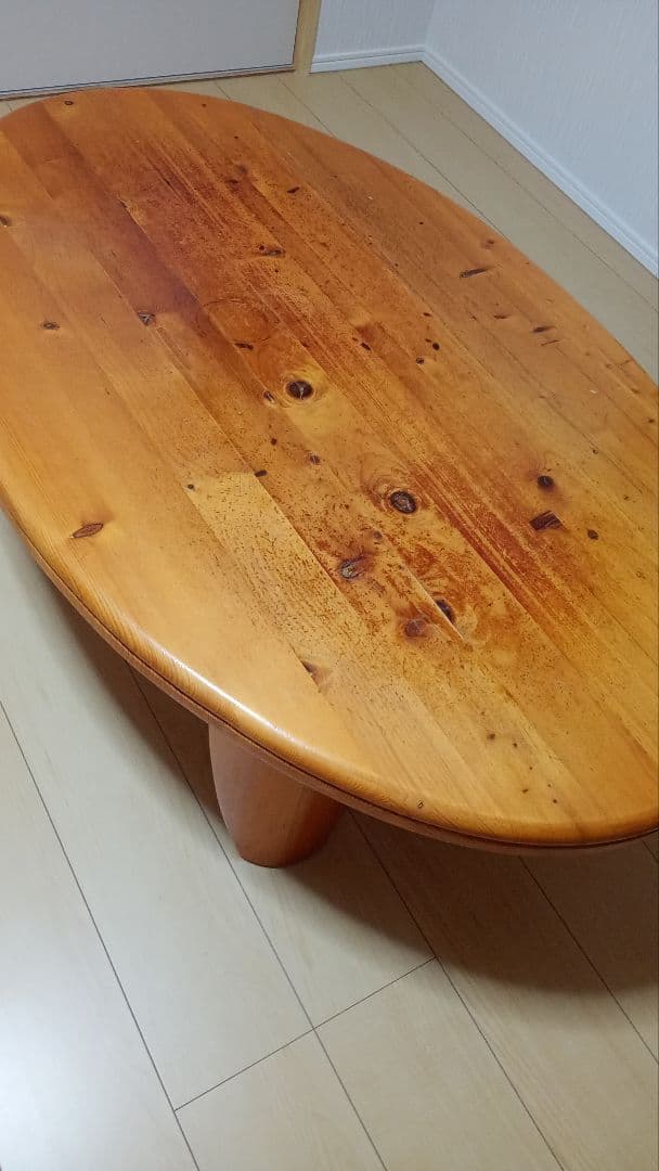 楕円形木製センターテーブル