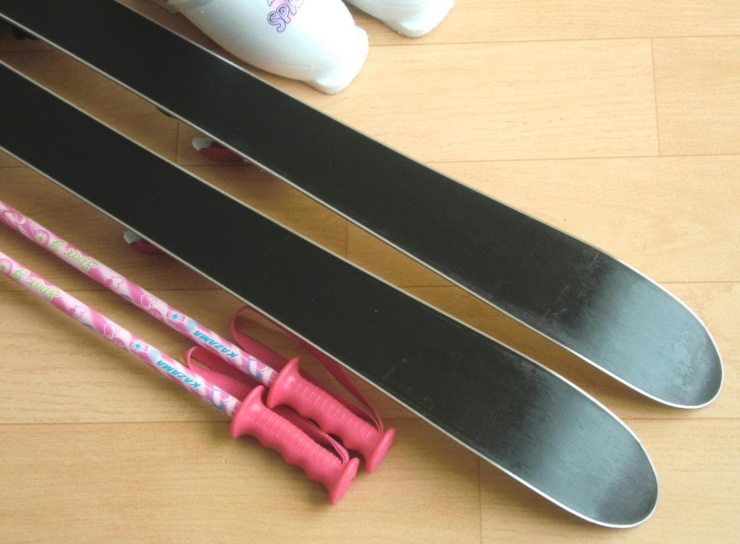 ■■送料無料■KAZAMA■子供用スキーフルセット■板100靴19■WAX済■■