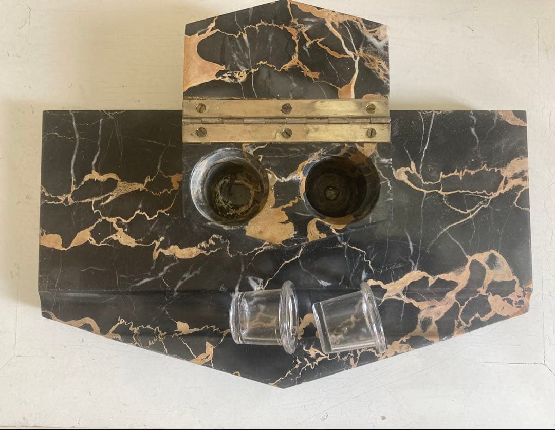 値下げ　フランス　アンティーク　ネロポルトロ　大理石　ペン置き　インク　イタリア