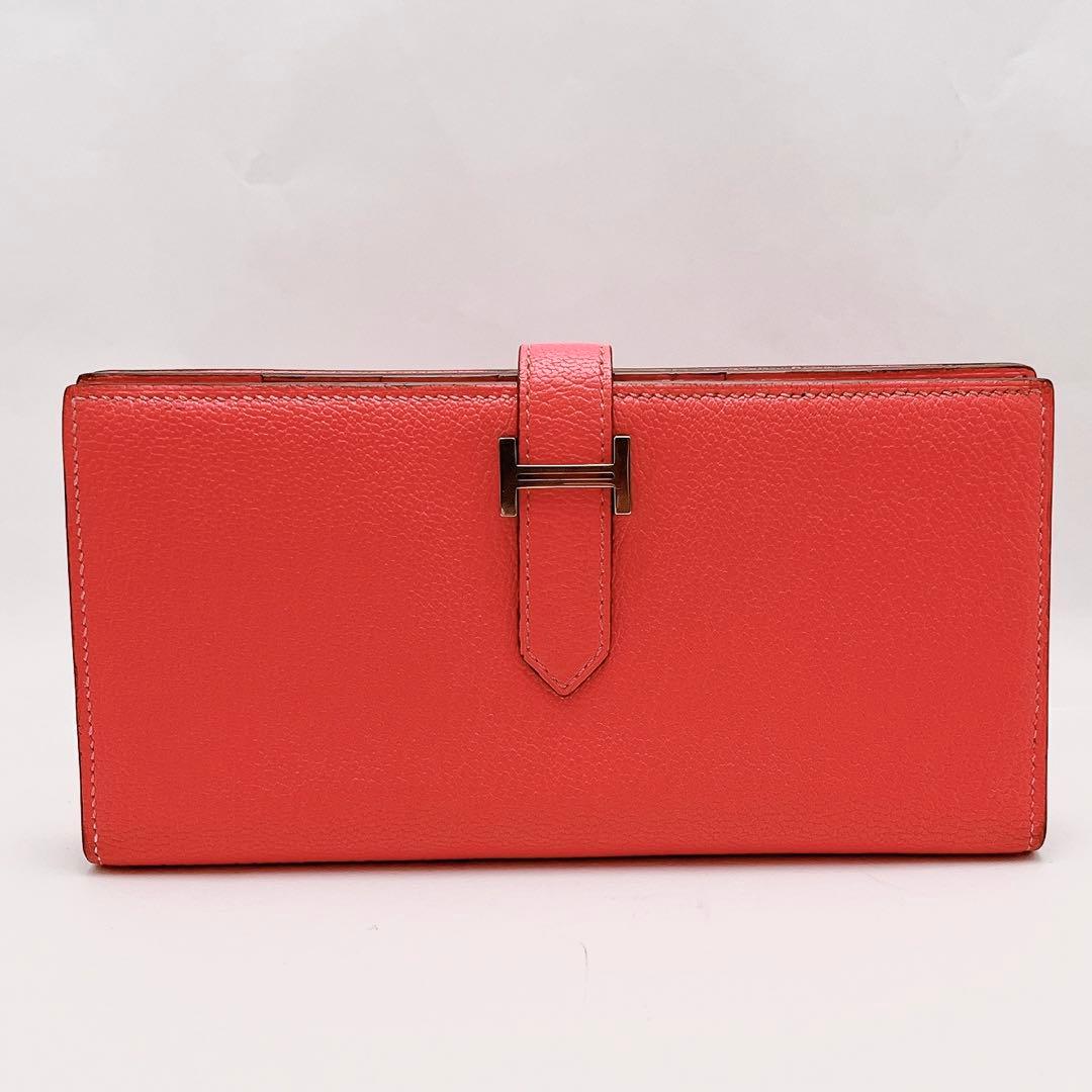 売り切り！最終価格！エルメス ベアンスフレ 長財布 ローズピンク×シルバー金具