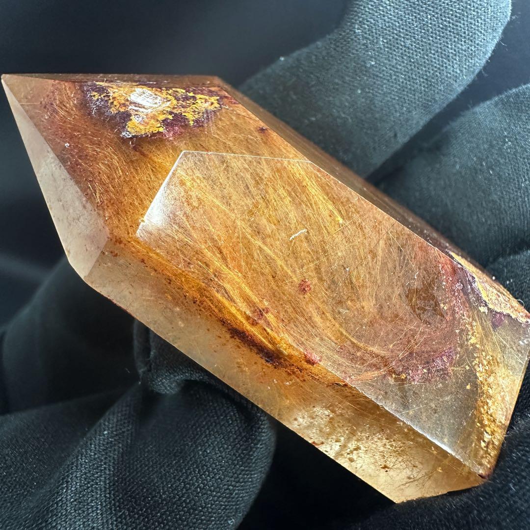 【金運up❗️】レア♡とても可愛い❤️ガーデンルチルクォーツ六角柱庭園水晶A1340