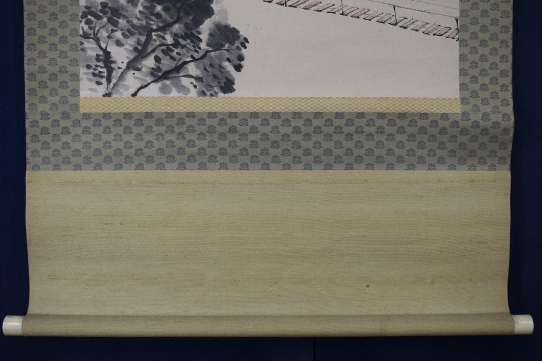 【真作】立野雪郷/黒部渓谷図/秋の黒部所見/横物/掛軸☆宝船☆Y-614　JM