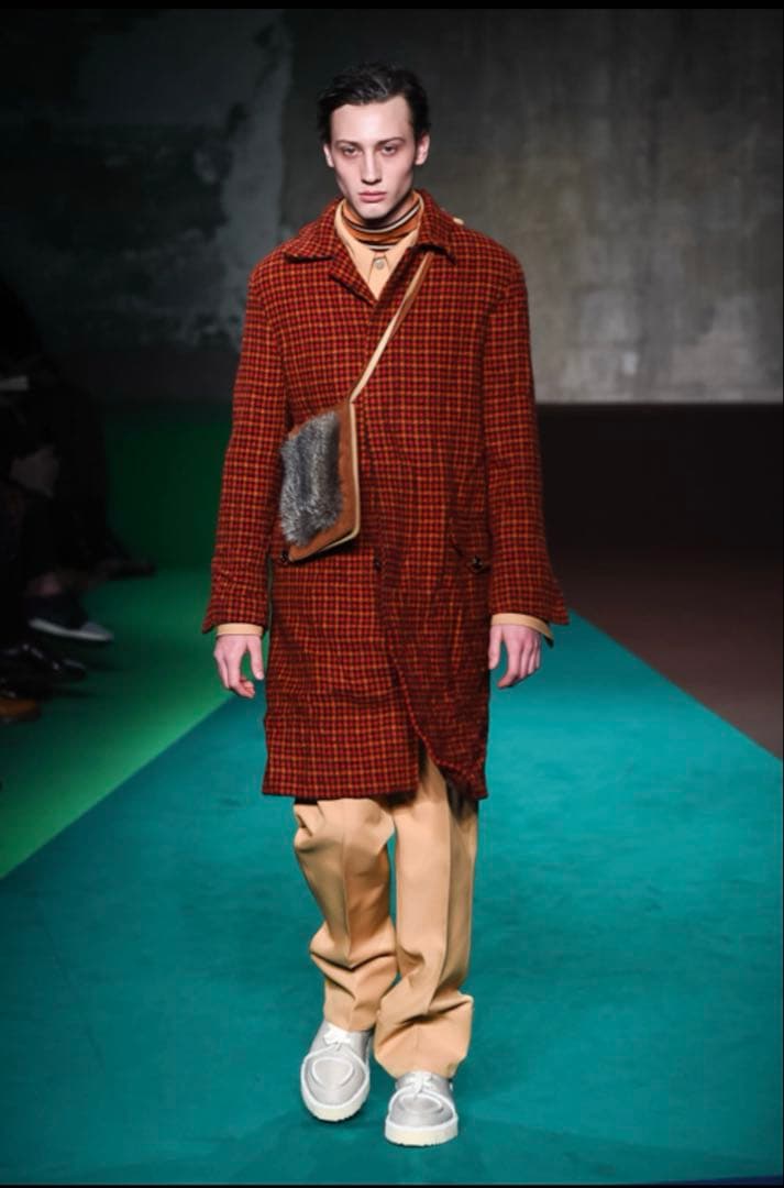 《試着のみ》MARNI マルニ　ステンカラーコート　ロング 千鳥柄 チェック