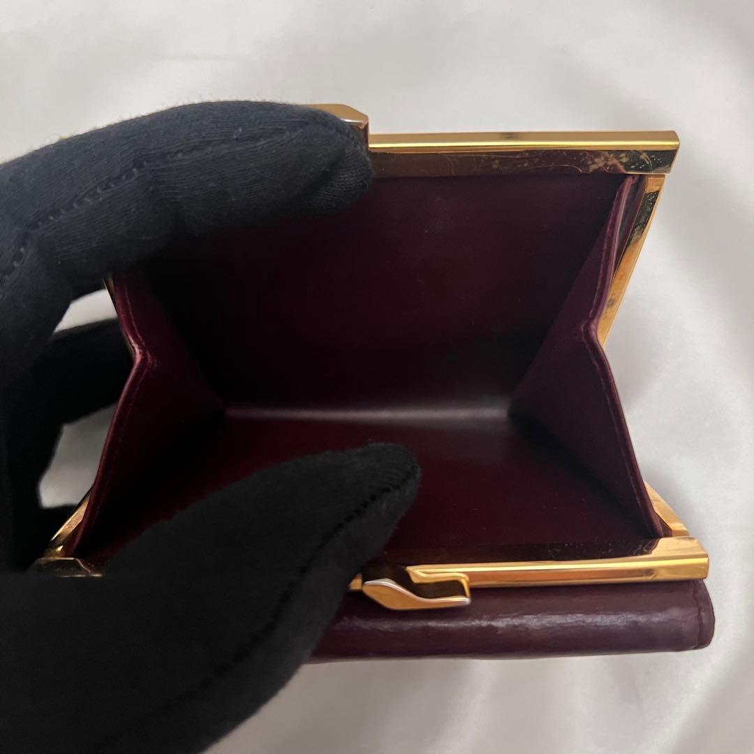 ◇美品◇カルティエ　マストライン　コンパクト財布　ゴールド×ボルドー　がま口