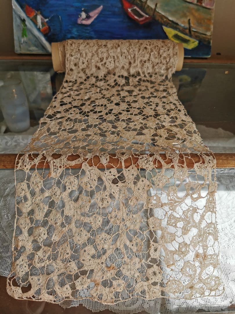 16〜17世紀アンティーク フレミッシュレース 考古学的ボビンレース 45㎝単位