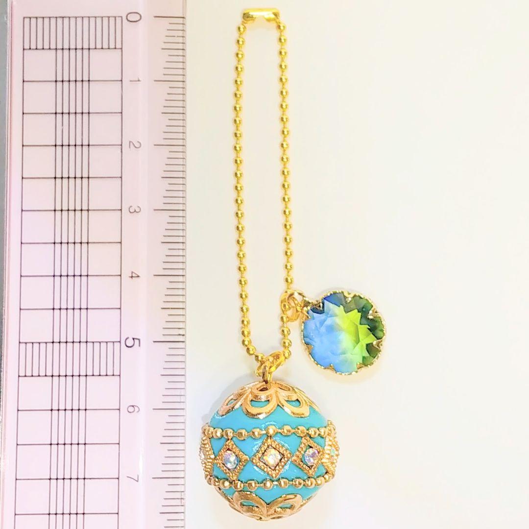 SOLD◆ハンドメイド インドネシアビーズ ガラスチャーム キーホルダー ブルー