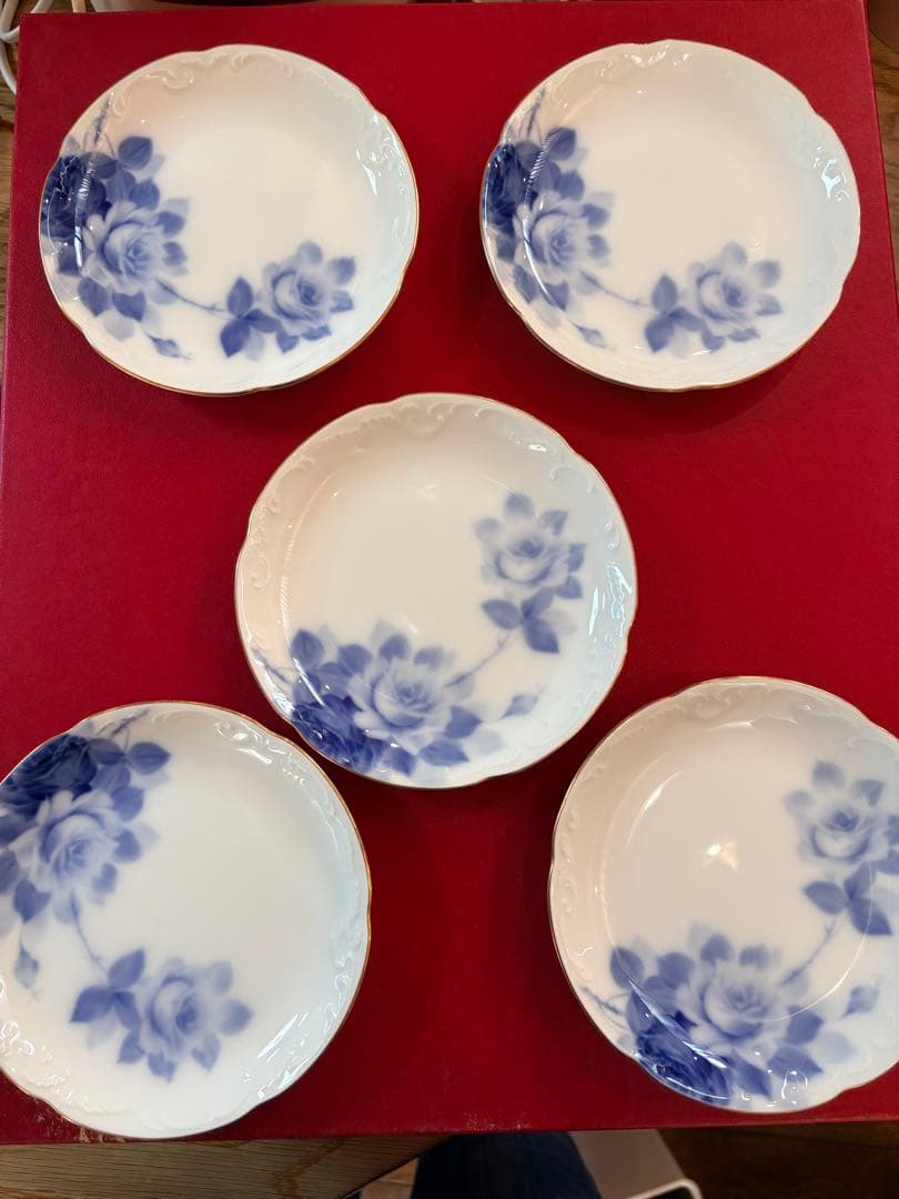 大倉陶園のブルーローズ（8011）皿 5枚セット