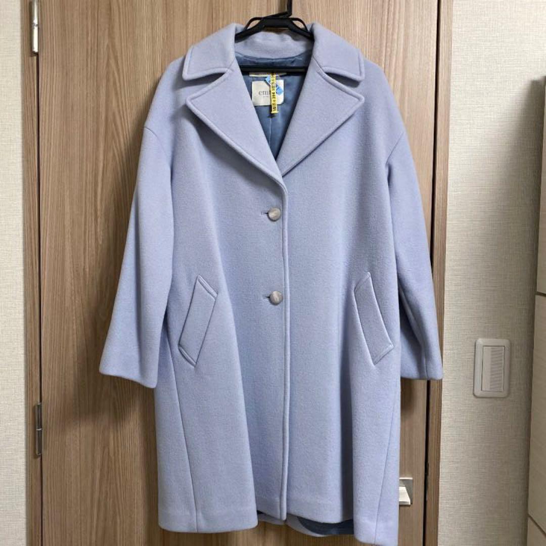 emmi エミ　エミアトリエ　ロングコート　ブルー　水色　チェスターコート